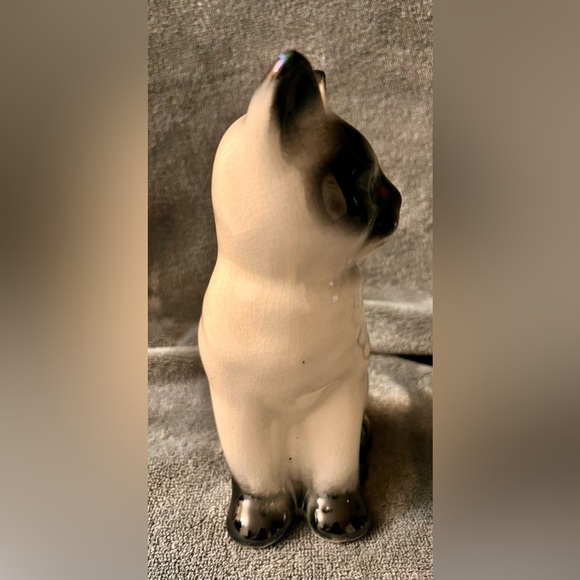 Vintage Elegant Black and White Ceramic Siamese Cat Kitten Figurine MCM Feline - Picture 6 of 14